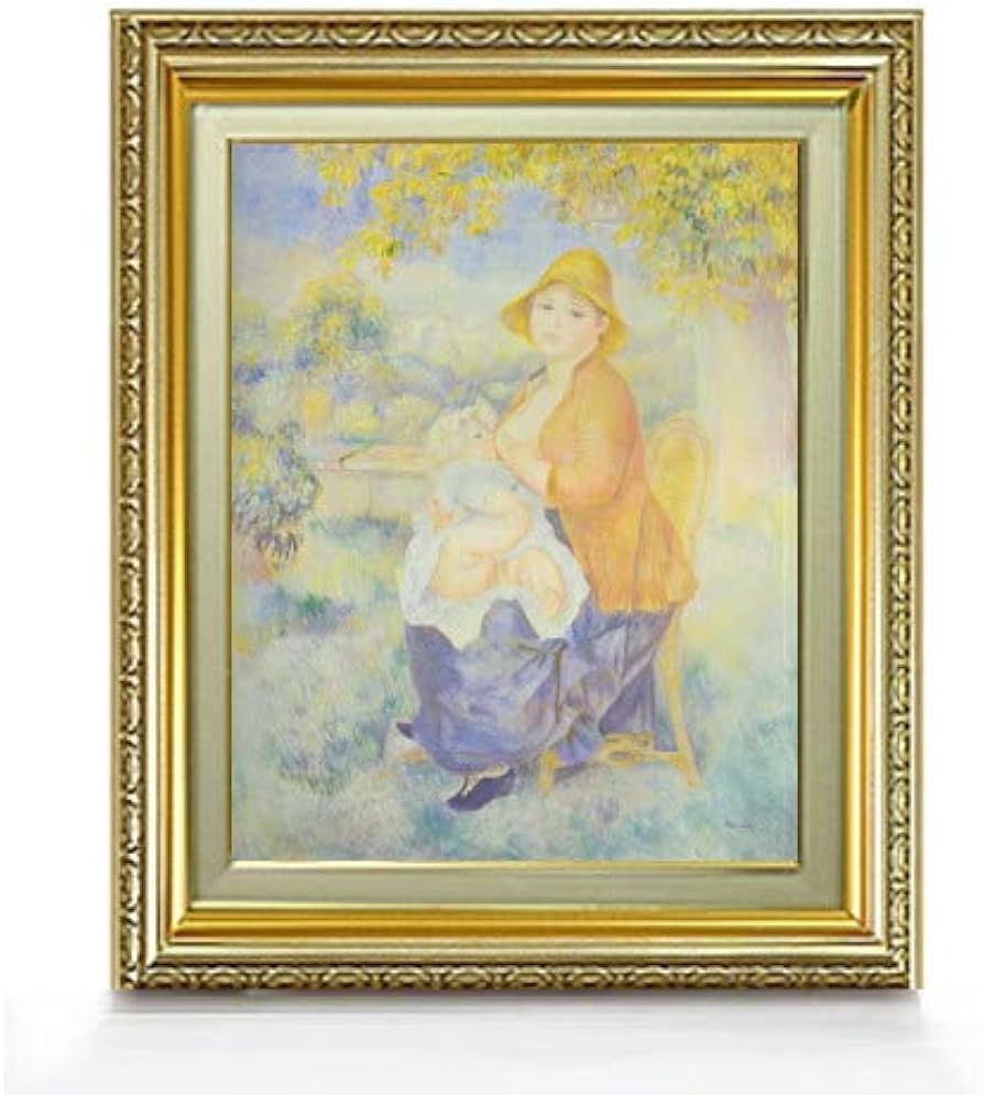 絵画 油絵　母と仔 絵画 油絵母と仔